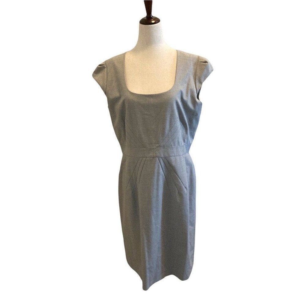 Gianni Bini Womens Gray Cap Sleeve Sheath Dress Size 12 Lined Square Neckline